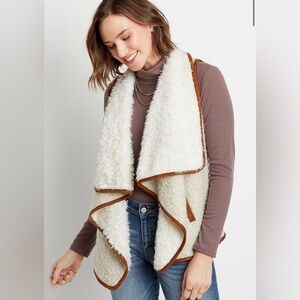 NWT Faux Fur Cascade Open Front Vest